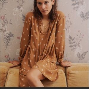 Madewell Tie-Neck Tiered Mini Dress in Bloom Dot